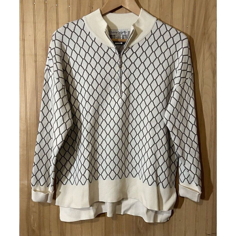Cherie Collette Women’s Size Large 1/4 Zip Sweater Tight Knit